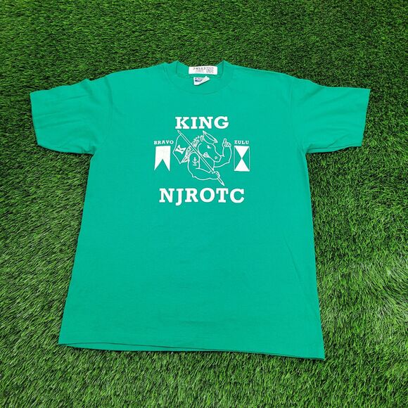 Vintage 80s New-Jersey ROTC Shirt M/L 20x26 Green - Picture 1 of 12